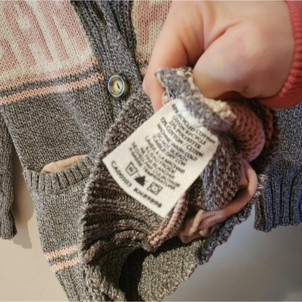 Cotton Country Button Up Knit Canada Pink/Grey Cardigan Maple‎ Leaf Back - Picture 5 of 13